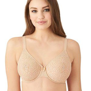 Wacoal Halo Lace Underwire Bra 851205 Size 3 DD/E, Color Naturally Nude